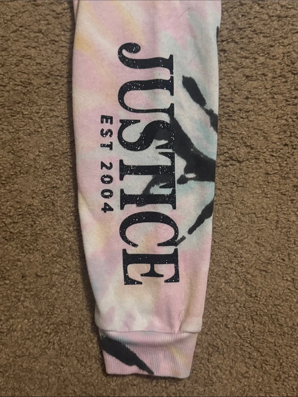 Justice Teens 12-14 Pastel Tie-Dye Joggers with Black Splash Accents